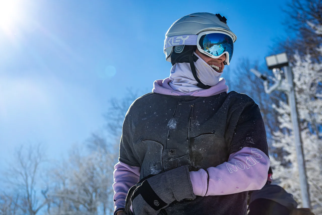 Massanutten ski area general skier in winter gear on slope 08