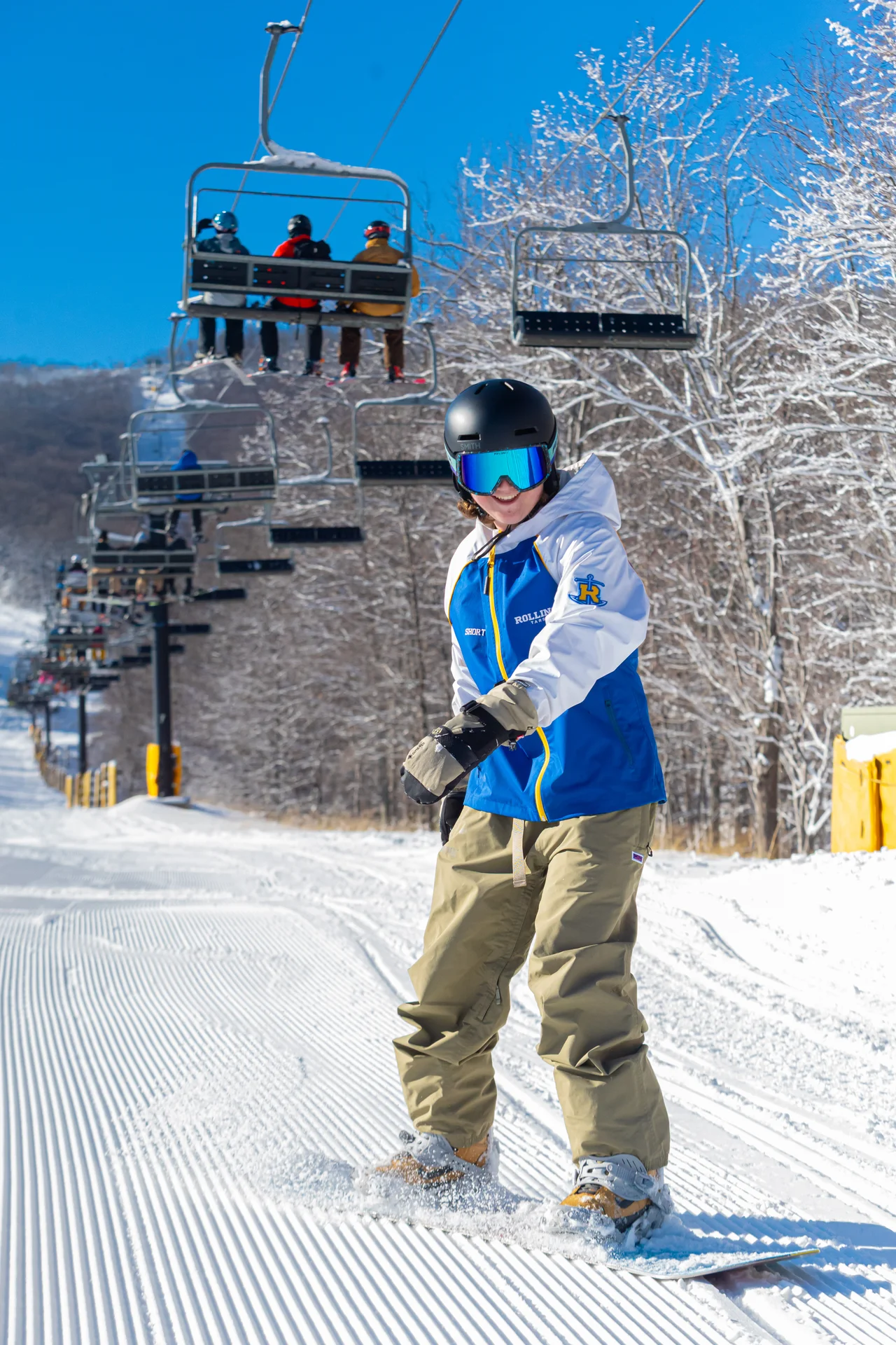 Massanutten ski area general snowboarder near chairlift 19