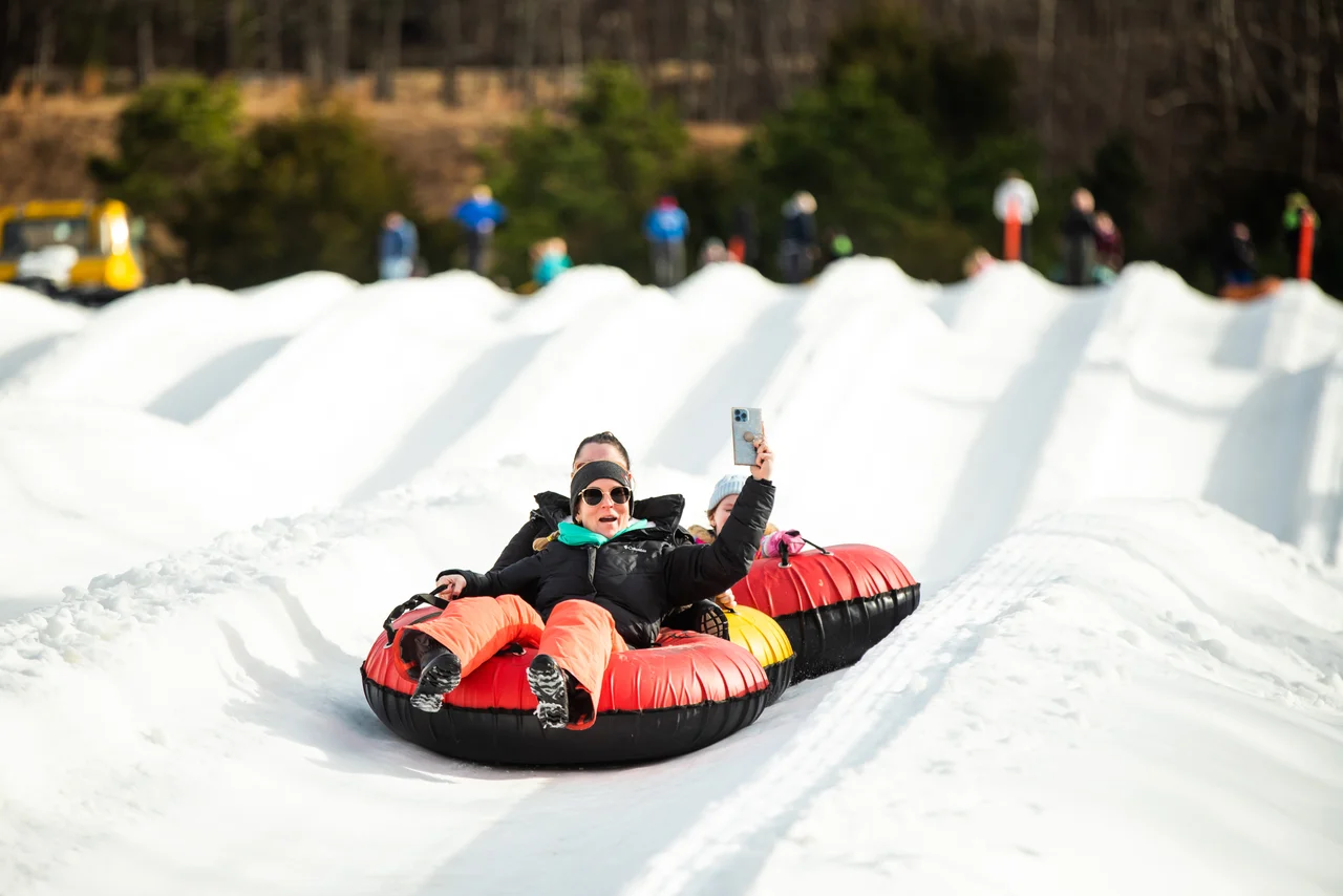 Massanutten snow tubing day family tube ride