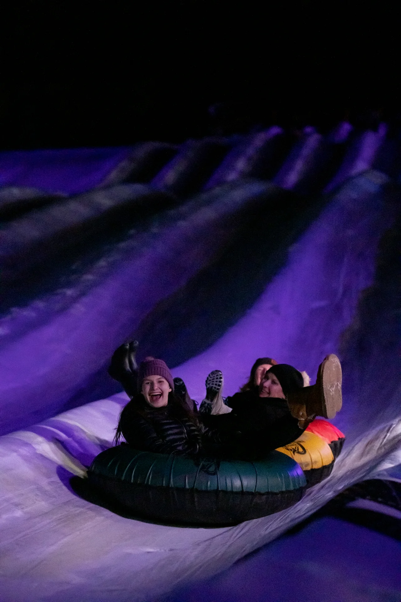 Massanutten snow tubing night group tube ride