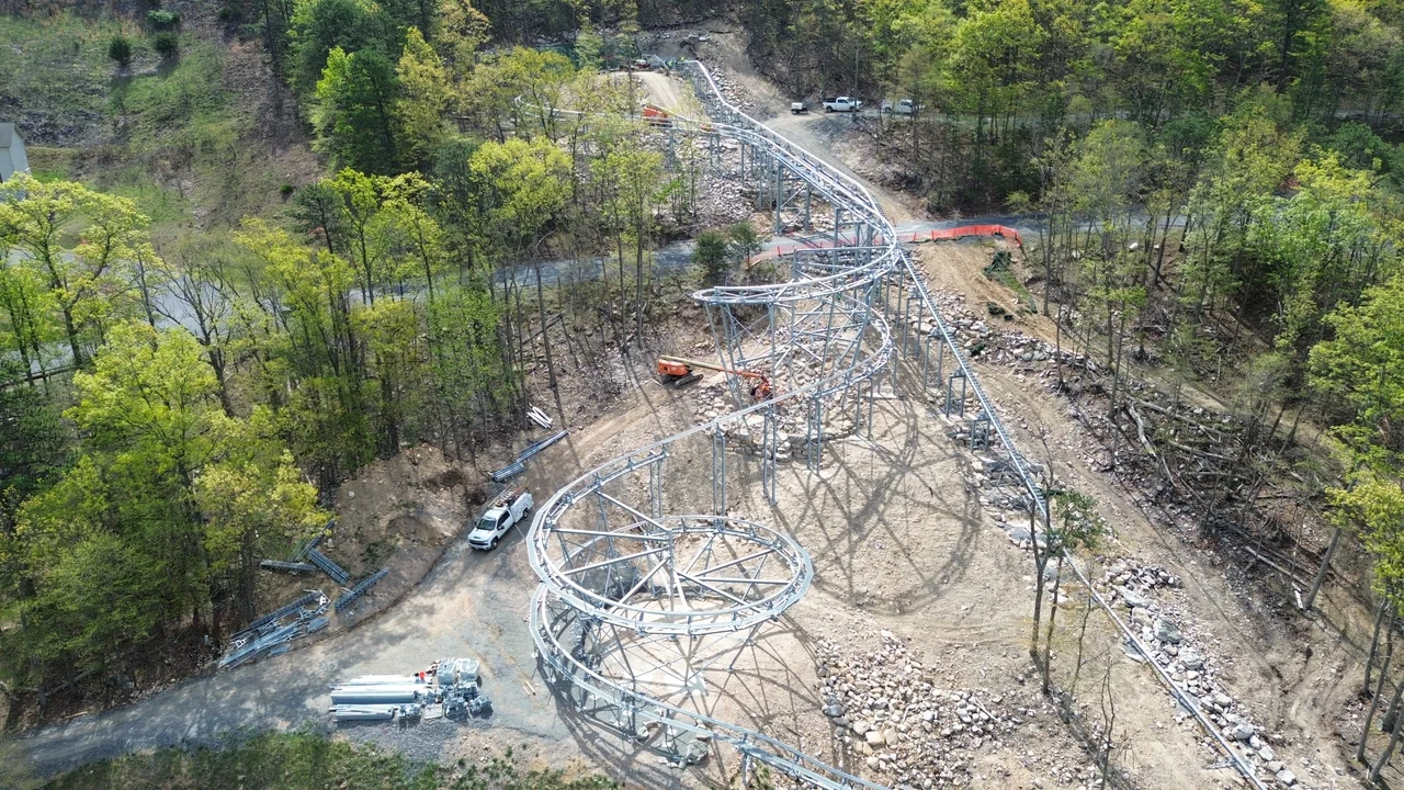 Massanutten fun coaster aerial track construction