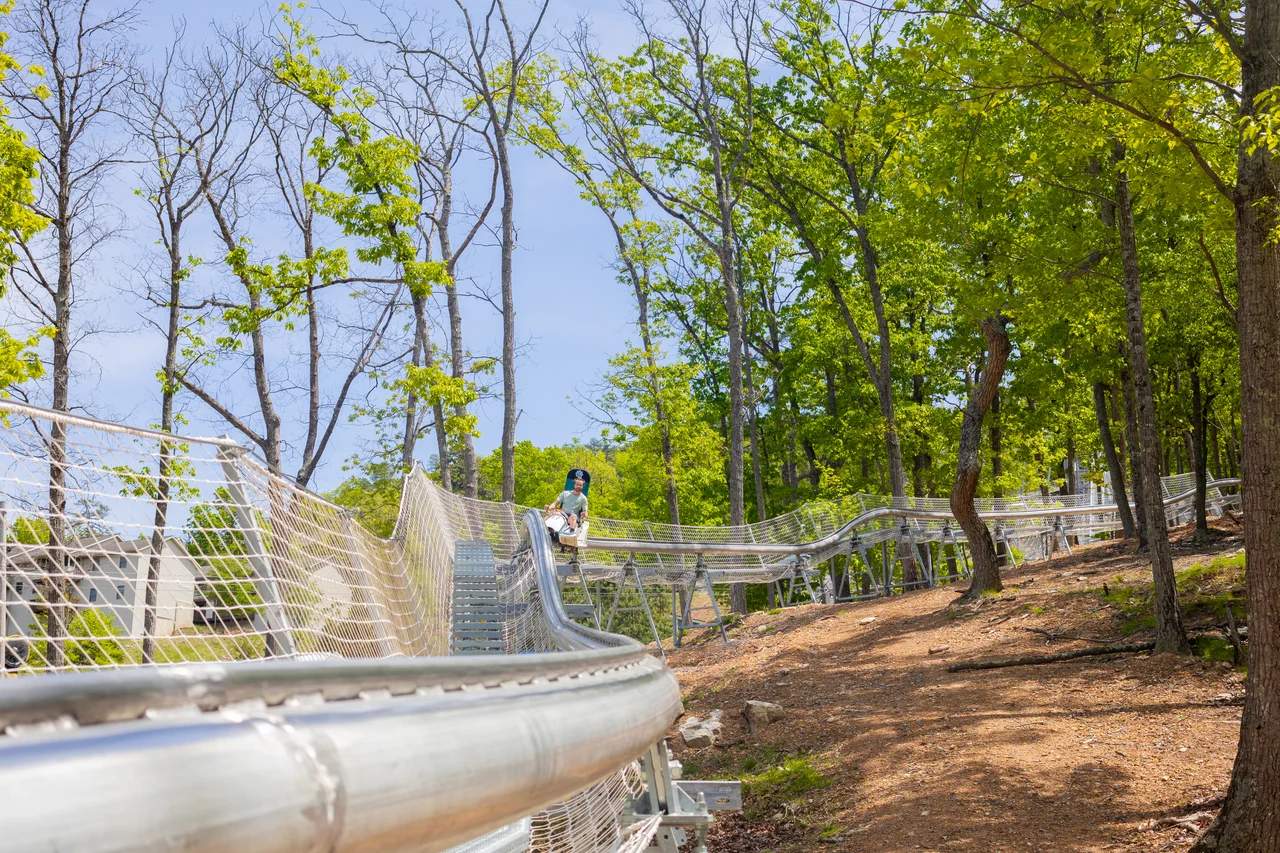 Massanutten fun coaster rider on forest track