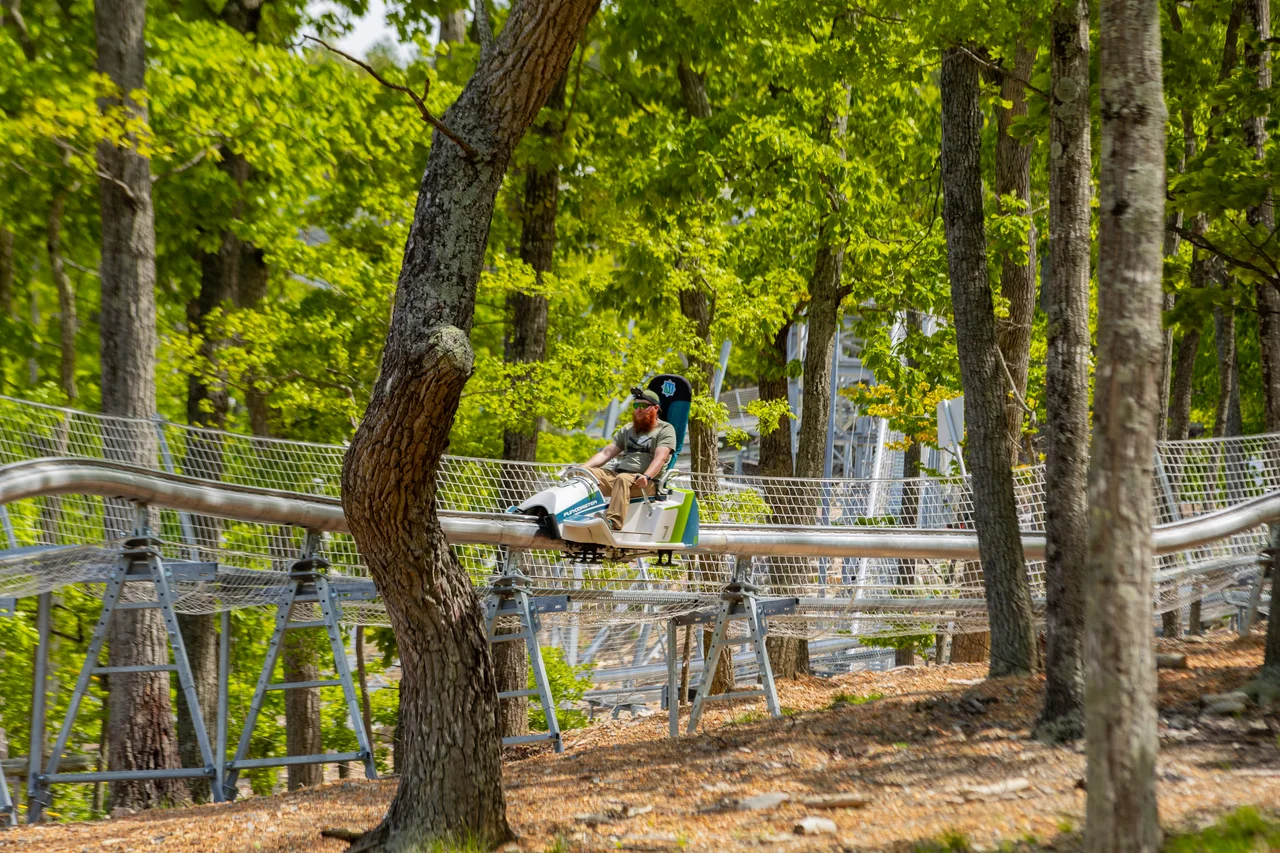 Massanutten fun coaster rider through wooded course