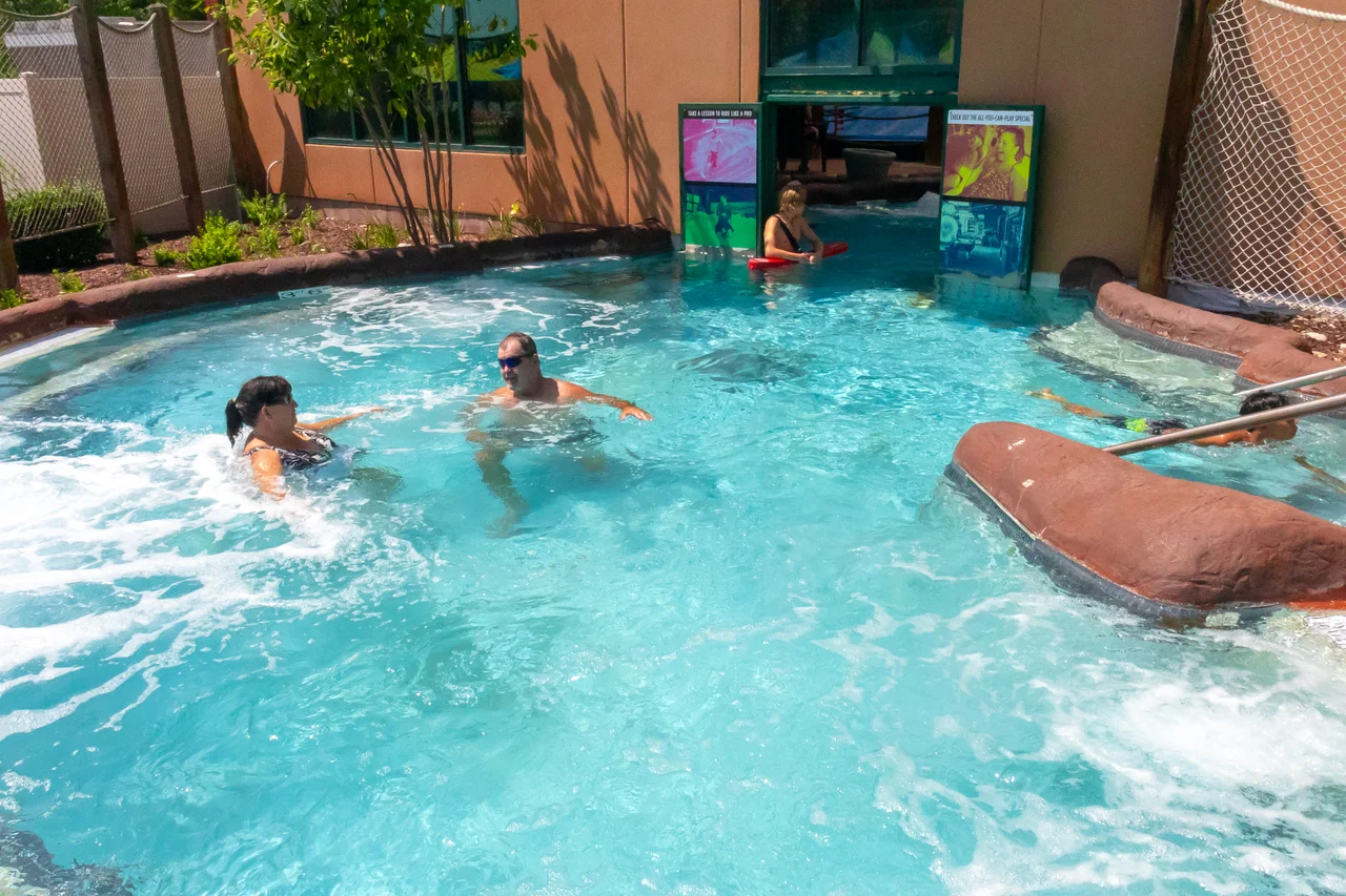 Massanutten indoor waterpark colorful slides and pool 16