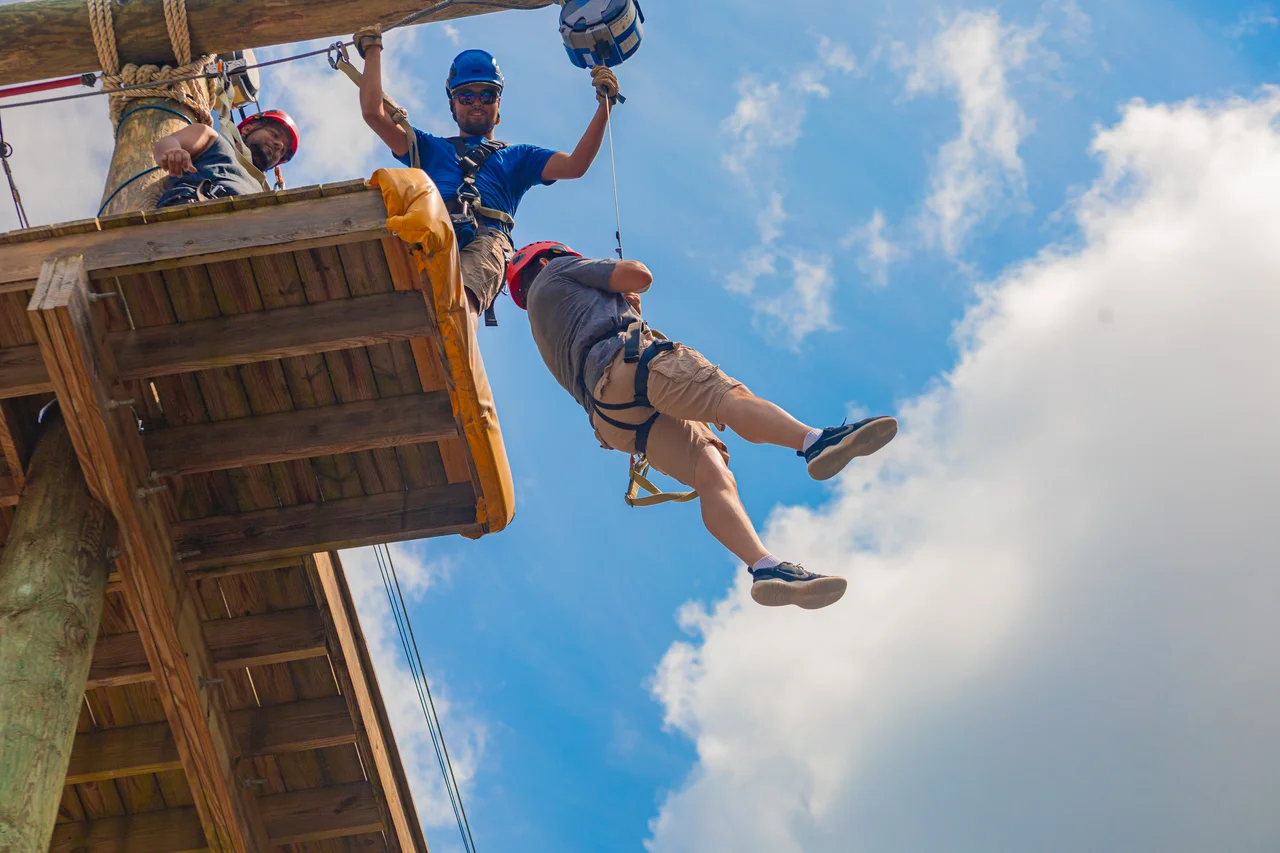 Massanutten kids adventure course participant descent