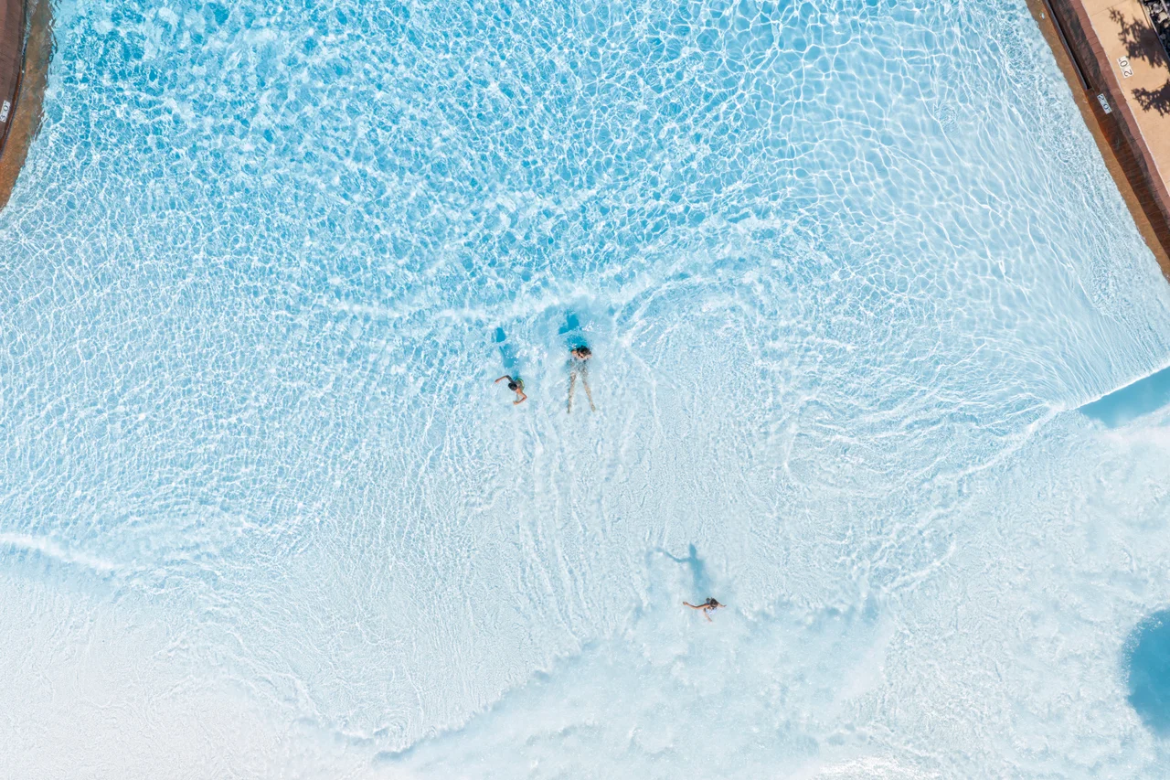 Massanutten outdoor waterpark white caps aerial swimmers white surf