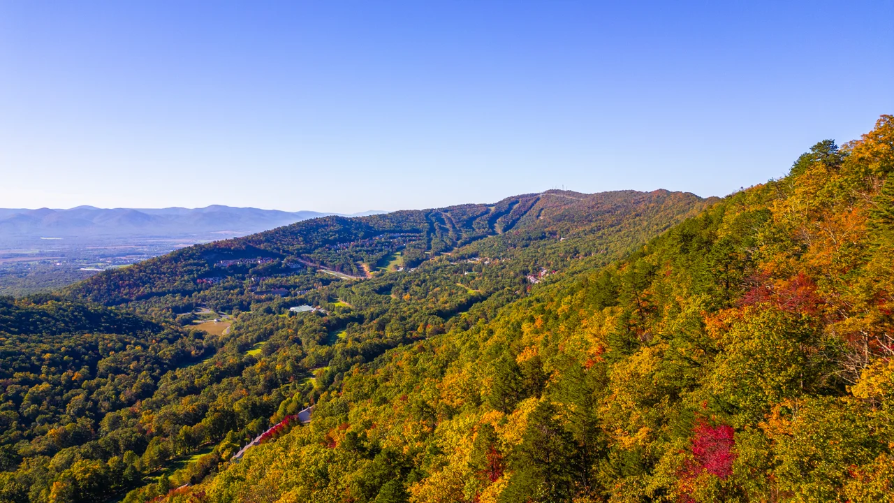 Massanutten scenic fall fall mountain valley aerial 20