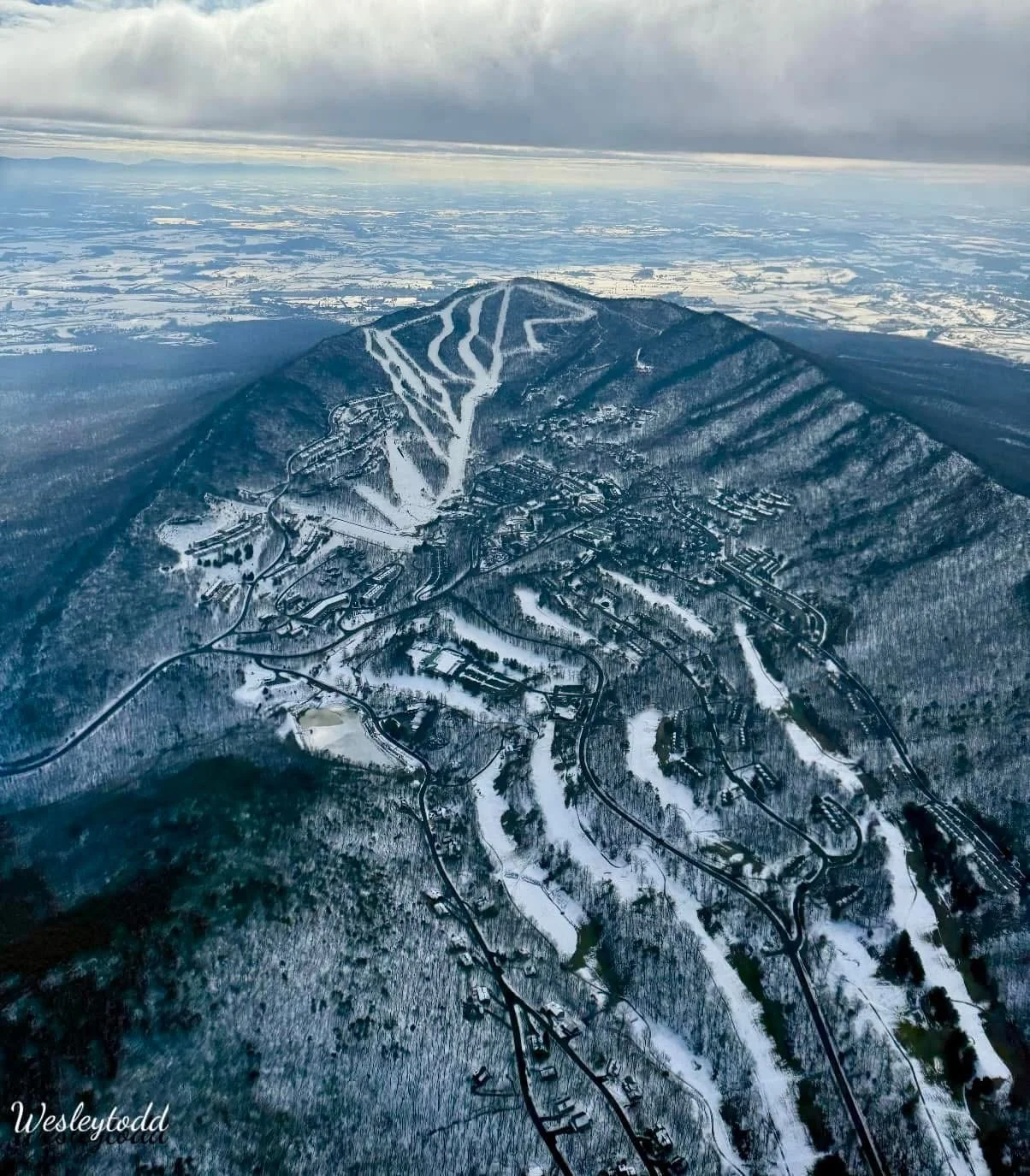 Massanutten scenic winter aerial ski slopes winter 36