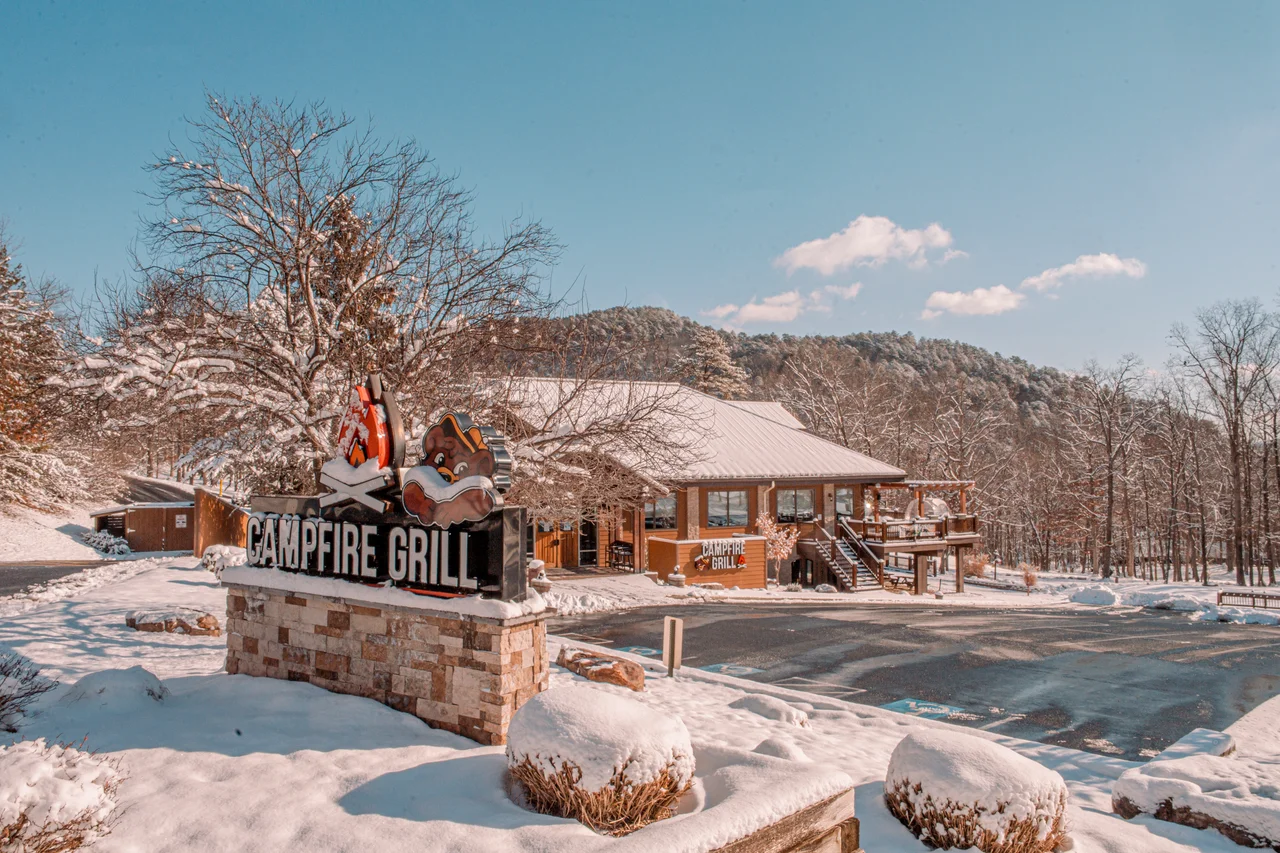 Massanutten scenic winter campfire grill sign winter 09