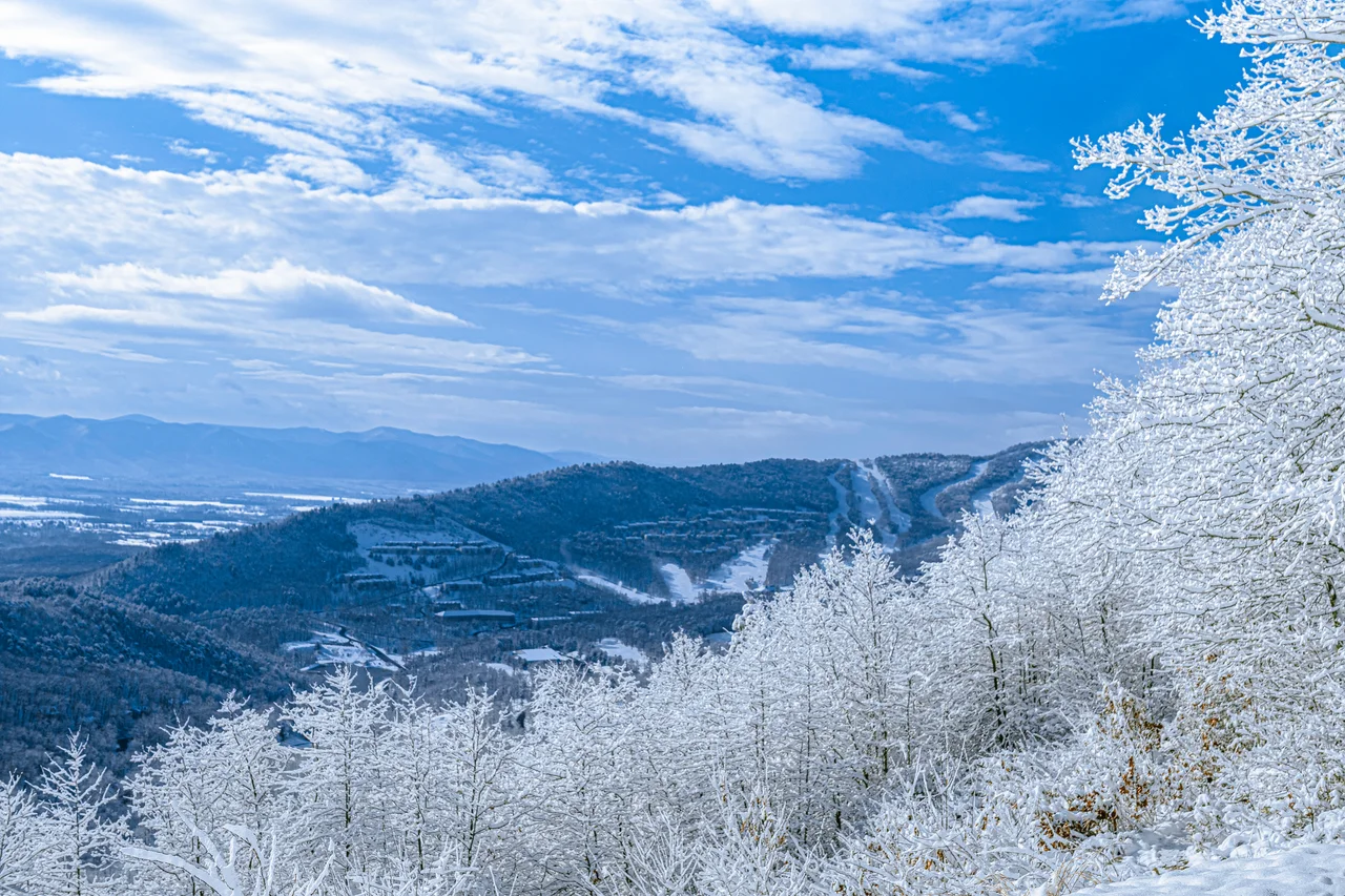 Massanutten scenic winter snow covered mountain panorama 33