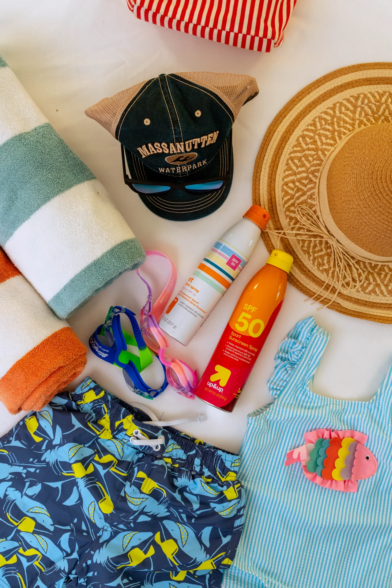 Massanutten shenandoah h2o waterpark hat towels sunscreen goggles detail 009