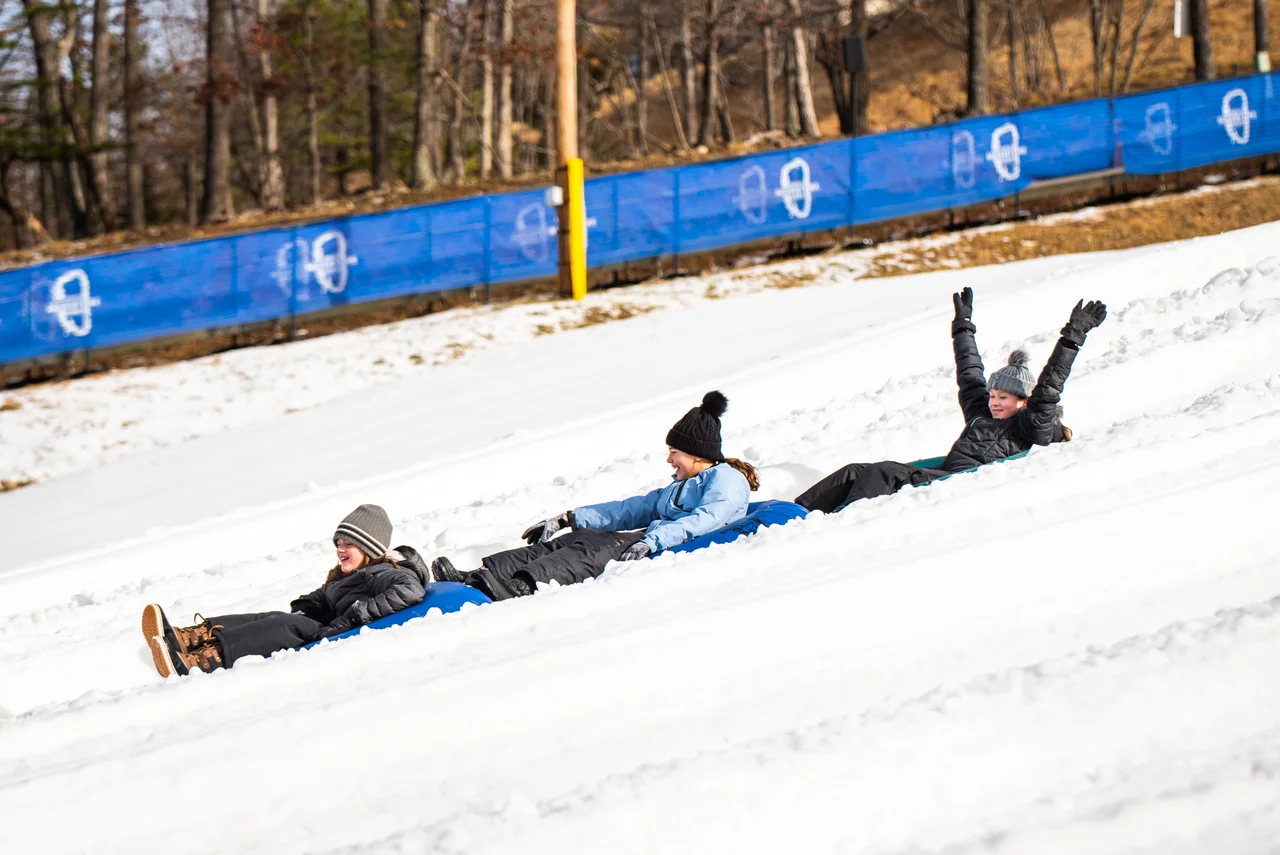 Massanutten snow tubing day children riding tubes
