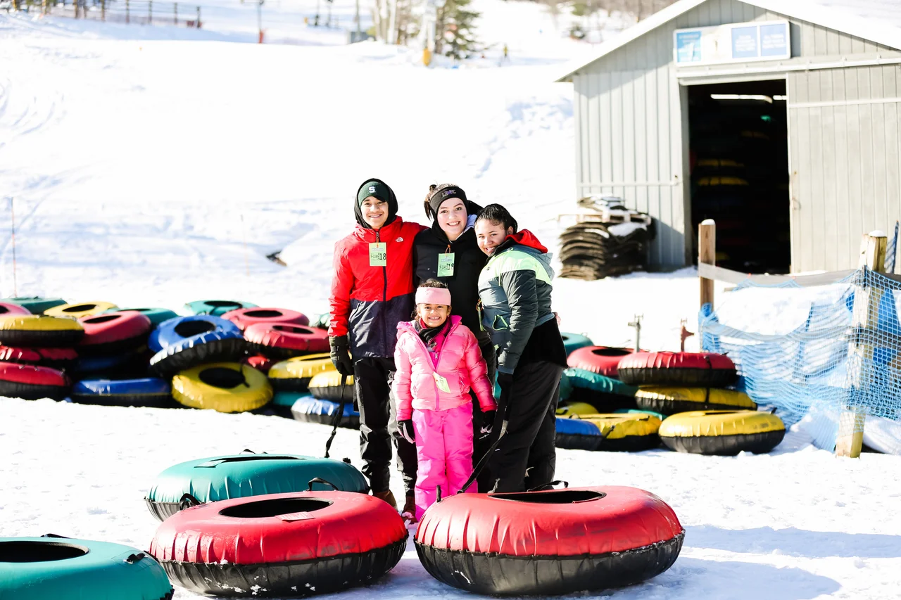 Massanutten snow tubing day family with tubes