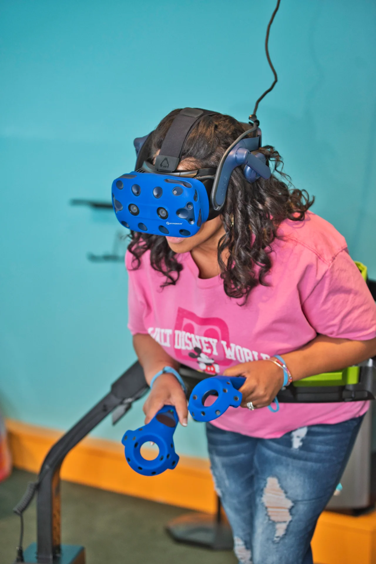 Massanutten virtual reality player using hand controllers